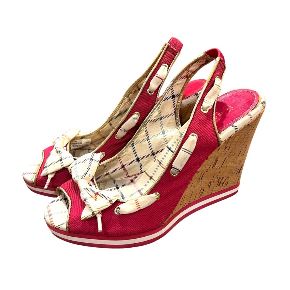 Stylish Red Wedge Slingback Sandals